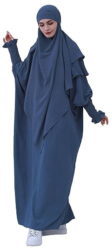BRONG Gebetskleidung für Frauen 2 Stück Abaya Muslim Damen mit Khimar Hijab Abaya Kleid Lose Langen Ärmeln Maxi Muslimische Kleider Damen mit Jilbab Burka Ganzkörper Kleidung