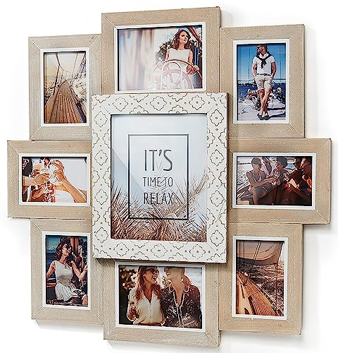 Kobolo Bilderrahmen Bilderhalter Collage LIA für 9 Bilder aus Holz in beige