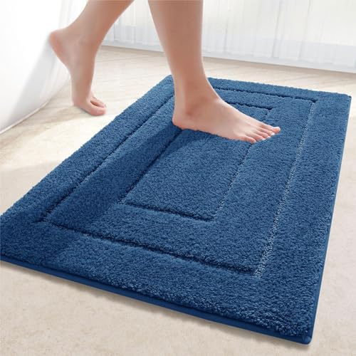 Homaxy Mikrofaser Badezimmerteppich Badematte - 60x120 cm,Marine Blau