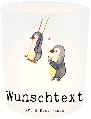 Mr. & Mrs. Panda Personalisiertes Windlicht Pinguin Beste Patentante der Welt - Personalisierte Geschenke, Dankeschön, Vintage mit Namen, Nichte, Windlichter, Kerzengläser, Windlichtgläser, Familie