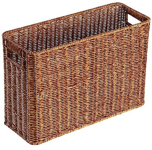 Alipis Weiden-Zeitungskorb Kunststoff-Rattan-Geflechtkorb Treppenkorb Schmaler Zeitschriftenhalter Zeitungsständer Dünner Aufbewahrungsbehälter Organizer Wäschekorb Zum Ordnen