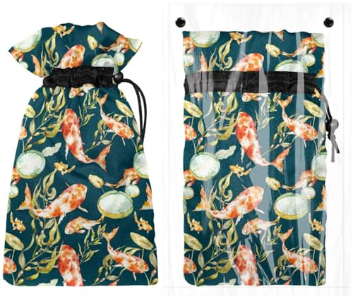 Gold Karpfen Fisch Seerose Pflanze Außen Wasserhahn Abdeckung für Winter, Isolierte Schutz Wasserhahn Abdeckungen Outdoor Garten Wasserhahn Socken vor Einfrieren Platzen, 17,5 cm B x 27,9 cm H