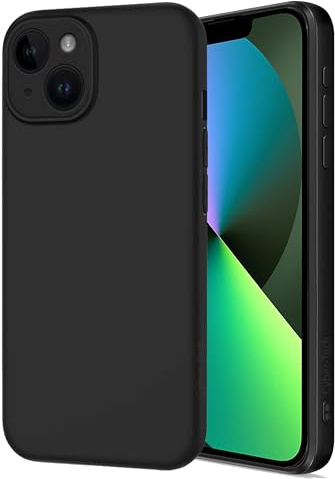 Cyber-Tech Shockproof Liquid Silicone Designed for iPhone 13 Case Gel Rubber Full Body Protection Anti-Shock Cover Case Drop Protection 6.1inch-Black