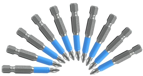Hitefu 10PCS Magnetic Screwdriver Bit Set PH1#1 Anti Slip Phillips Cross Slot - 1/4 Inch Hex Shank Cross Head Electric Screwdriver Bits Set for Impact Driver Power Screwdriver Drill (PH1, 50mm)