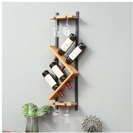 Botellero Vino Pared Vinoteca Garrafeira de Vino Wine Rack con Soporte para Copa de Vino Colgante Mueble Bar Salon Mini Bar para Casa Muebles Cocina para Bar Sala de Estar y Cocina (Size : Combinatio