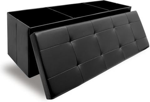 DuneDesign Cassapanca Contenitore 110 cm - Panchina da Interno Mobile fino a 250kg - Ecopelle - 120L Poggiapiedi Divano Contenitore Panca Contenitore Camera da Letto Panca per Legna da Interno