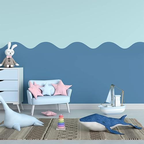 Ideal Stencils Wandschablone, Calm Waves, Wandbordür-Schablone, perfekte Wellen-Dekoration, Größe 60 cm