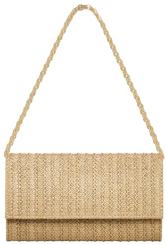 Kseymeir Straw Clutch Purse Shoulder Crossbody Bag Envelope Purse Raffia Handbag for Summer Beach Wedding Travel 2025 Trendy, Khaki