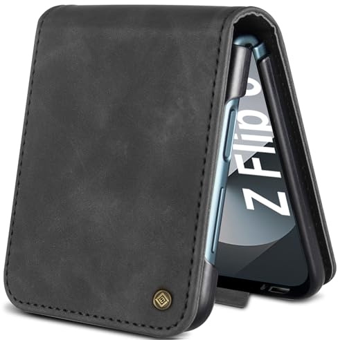 Giyer Custodia per Samsung Galaxy Z Flip 6 5G, funzione leggio, scomparto per carte di credito, in pelle di alta qualità, per Galaxy Z Flip 6, resistente agli urti, custodia a portafoglio Z Flip 6