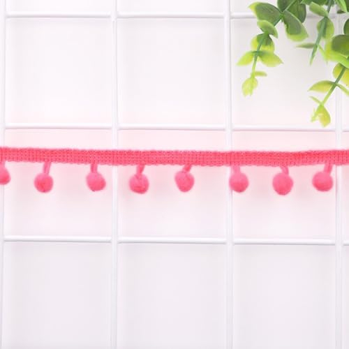15 Yards 10mm Pomponborte zum Basteln, Bommelborte Dekoband Bommelband,Pomponband Fransenborte Spitzenband Zierband Dekoborte Pompons Borte zum Nähen,DIY Basteln Apparel Kleidung,Kostüme,Rosa