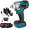 ONEVAN pistola de impacto bateria, 300NM 1/2 llave de impacto a bateria con 2x3.0ah baterías, sin escobillas, 6 vasos de impacto, luz led, 20v atornillador de impacto para coches camiones