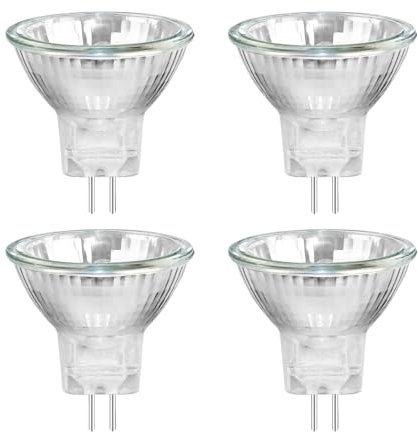 Caldarax 4 Stück Halogen Leuchtmittel GU4 12V 10W, Dimmbar 150LM Warmweiß 2800K, 35mm Durchmesser, Halogen Reflektor Strahler MR11 GU4 für Glasfaser Weihnachtsbaum, Einbauleuchten