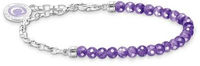 THOMAS SABO Member Charm-Armband mit Gliedern und imitiertem Amethyst Silber 925 Sterlingsilber, Kaltemail