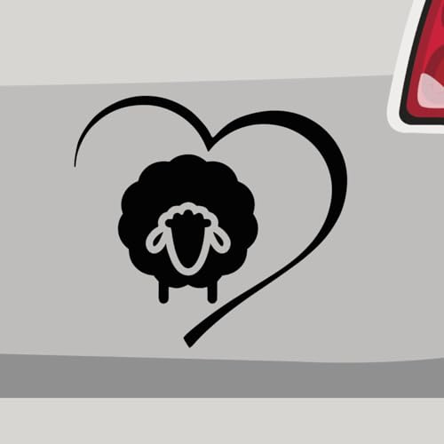 Stickerfreaks Aufkleber - Schaf Herz Farm Tier - Sticker, Folienaukleber für Auto, Motorrad, Fahrrad, Laptop, LKW (6,5x6cm | Schwarz)