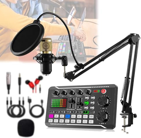 Mixer Audio,Mini Mixer Audio Bluetooth Con Set A Sbalzo,Con 8 Modalità,12 Toni Elettrici,4 Cambi Di Suono,16 Effetti Sonori,Scheda Audio Professionale Per Streaming Live,Podcasting,Combo2