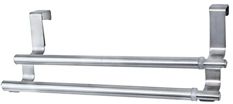 Aluminum Alloy Towel Rack ，Foldable Bathroom Towel Holder ，Double-Layer Double-bar Hanging Towel Rail, Stainless Steel Cabinet Door Shelf, Punch-Free Telescopic Bathroom Kitchen Towel Rack