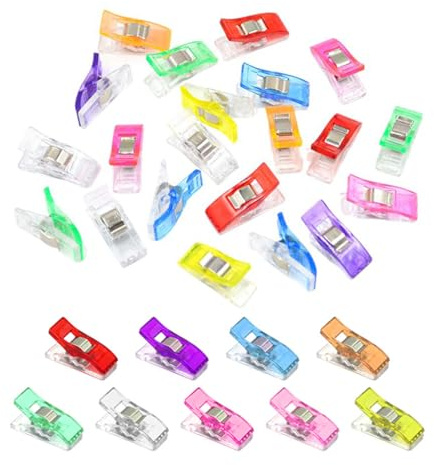 50 PCS Sewing Clips, Plastic Fabric Clips for Sewing, Quilting, Crocheting, Crafting, Knitting, Alternative to Pins, for Sewing Projects & Hanging Objects (Random Colour)