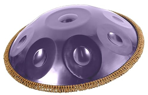 Klassische Handpan-Trommel, Stahl-Handtrommel, Handpan-Trommeln in d-Moll, 10 Töne, 432 Hz/440 Hz, mit Handpan-Trommeltasche, 2 Handpan-Trommel-Testschlägeln, Handtrommelständer (Farbe: Lila, Größe: