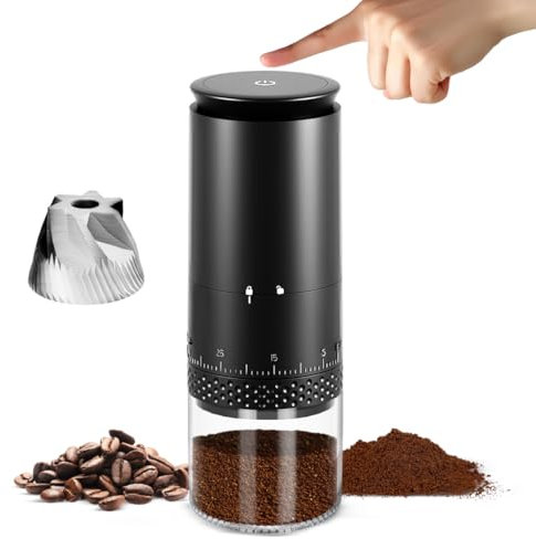 Portable Electric Coffee Grinder - Rechargeable Cordless Design, 38 Adjustable Grind Settings, Stainless Steel Burr Mill for Espresso, French Press, or Cold Brew - Perfect for Travel, Camping, Office