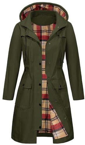 heekpek Womens Waterproof Jackets with Hood Long Rain Coats Lightweight Outdoor Softshell Jacket Windbreaker Trench Coat for Spring Autumn