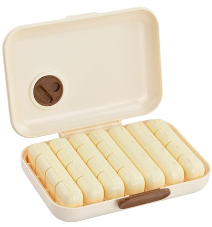 Amexo Tablettenbox 7 Tage 4 Fächer Morgens Mittags Abends Nachts, Tragbare Pillendose mit Großen Separaten Fächern, BPA-Frei Pillenbox Medikamentenbox Wochenbox für Medikamente, Vitamine Fischöle