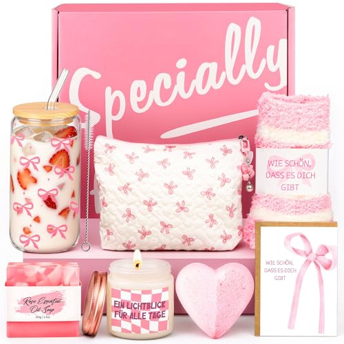 Geschenke für Frauen, Rosa Kleine Aufmerksamkeit für Freundin, Liebevolles Geschenkset für Geburtstag, Muttertag, Valentinstag, Weihnachten, Geschenkidee für Mama, Schwester, Beste Freundin, Kollegin