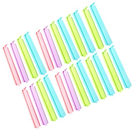 SEWACC Lot de 24 Set de Set de Pinces de Scellage Alimentaire en Plastique Coloré, Clips Hermétiques pour Sachets Goûter, Snack et Fruits Secs, Fermeture Réutilisable Cuisine