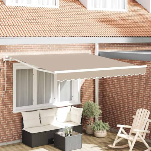 Brokky Toldo Motorizado 3 x 2.5 m Toldo Articulado Eléctrico con Mando a Distancia para Terraza, Jardín-Beige-3 x 2,5 m-Marco Blanca