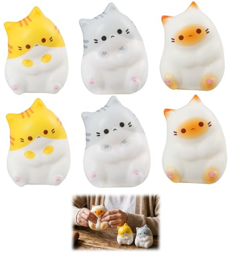Squishy Boules Anti-Stress en Forme de Chat - Lot de balles sensorielles en Silicone de qualité supérieure - Anti-Stress pour Enfants et Adultes - Parfait pour soulager Le Stress et la Relaxation