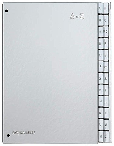 Pagna 24249 Pultordner A-Z silber 24 Fächer Einband aus Hartpappe Coloreinband