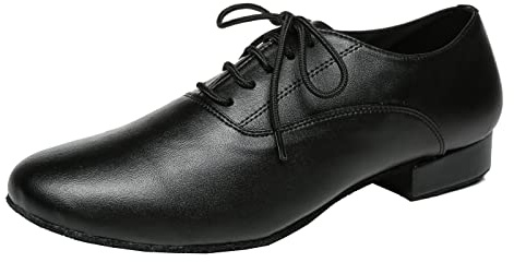MINITOO Dansskor för pojkar och män, standard latinbalsskor, tango, salsa, dansskor, Jf001 svart, 39.5 EU
