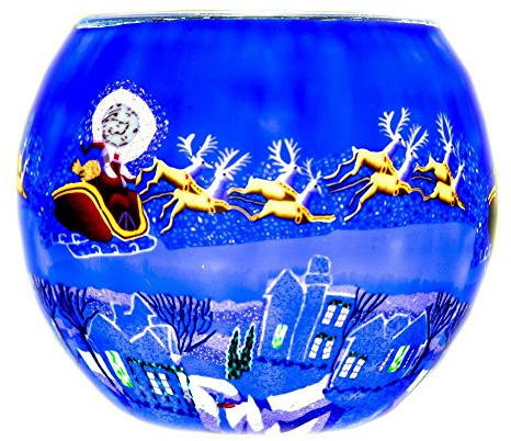 Benaya Glass Nightlight Christmas Tealight Holder - Here Comes Santa