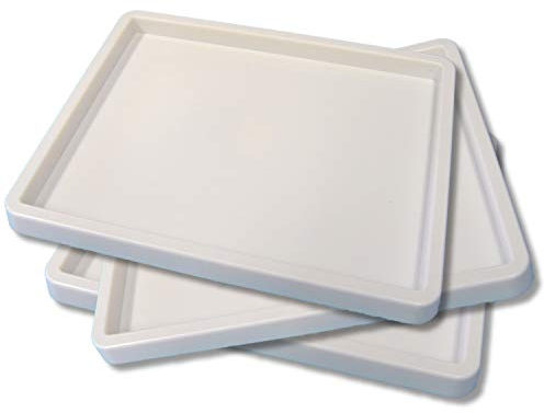 Set of 3 White Inking Tray Craft Paint Palette by Major Brushes 25cm × 20cm Sturdy Plastic Mixing Tray for Rollers