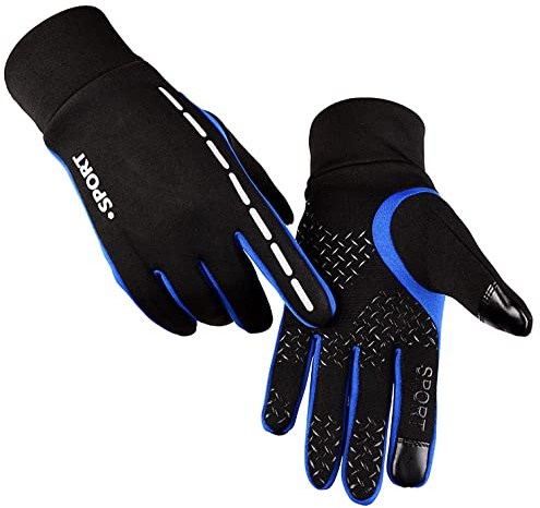 SOLO ACTFIT AFIT Guanti Invernali Touch Screen Impermeabili Antivento Guanti, Ciclismo Guanti Antiscivolo Guanti da Corsa, Guida, Arrampicata, Sci Outdoor Guanti Sportivi per Uomo e Donna (Blu, L)
