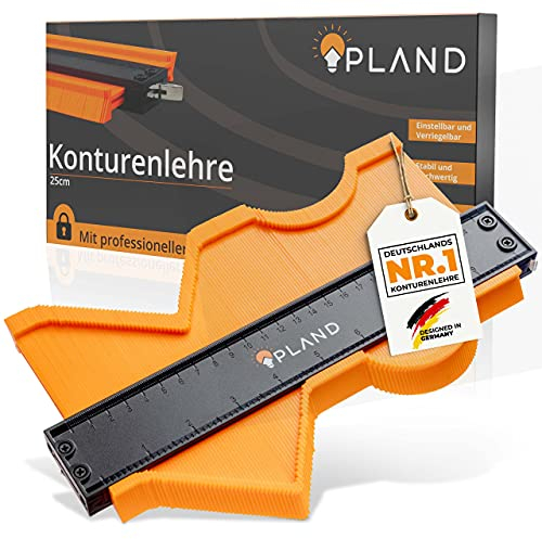Konturenlehre mit Feststeller 25cm - Extra Messtiefe - Deutsche Qualitätsmarke - Geschenk für Papa - Verlege deinen Boden Einfach und Effektiv - Stabiler Aluminium Kern - Version 3.0 - PLAND (25)