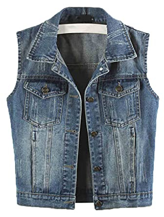 Yiwjby Chaleco De Mezclilla Para Mujer Primavera Otoño Chaleco Corto De Vaquero Retro Abrigos Sin Mangas Tops Femeninos Chaqueta De Jeans Informal Outwear Blue M