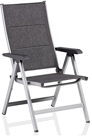 KETTLER BasicPlus Padded Multipositionssessel, Silber/anthrazit, Alu/Textilene, 0301201-9000, verstellbare Rückenlehne