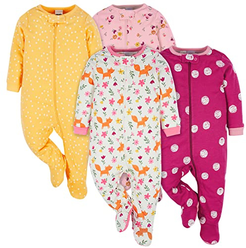 Onesies Brand Baby Girls 4-pack 'N Play Footies Multi And Toddler Sleepers, Fox, 6-9 Months US