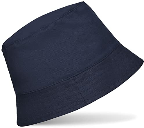 Hatstar Baumwoll Fischerhut mit Krempe | Sonnenhut | Sommerhut | Gartenhut | Anglerhut | für Damen und Herren (Navy)