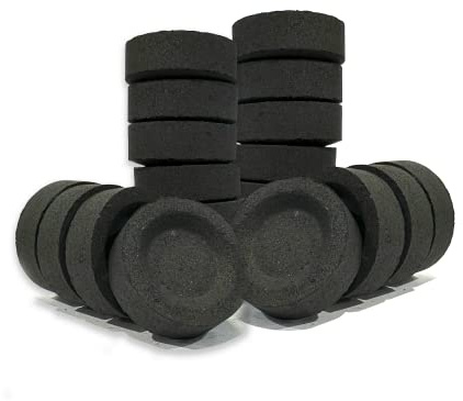 Giftfritt träkol för rökelse, kornharts och blad, 100 % naturlig, snabb tändning, 33 mm, 50/60 min, 160 x kolpinnar