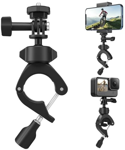 TELESIN 360° vridbar cykelstyrehållare med mobiltelefonhållare för GoPro Hero 12 11 10 9 8 7 6 Max Mini, Insta360 X3 GO3, DJI, smartphones, cykel motorcykel backspegelrör hållare tillbehör