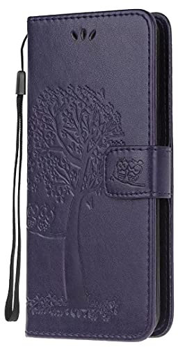 Lederhülle für Samsung Galaxy A15 Flip Hülle, Galaxy A15 Wallet Case Handyhülle Eule PU Leder Tasche Case Kartensteckplätzen Ständer Schutzhülle Handytasche für Samsung Galaxy A15 Handy Hüllen lila