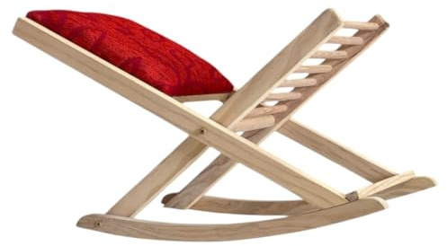 Sueña y Desacansa Reposapiés Plegable Balancín de Madera de Pino y Haya Fabricación Artesanal Acolchado Rojo