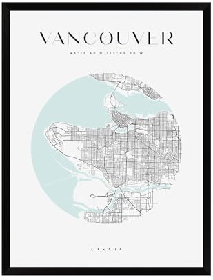 GP TONER Bilder Poster Vancouver Poster Geometrische Stil Wanddekoration Moderne Wandkunst Poster Design DIN A4 21x29,7 cm schwarzer Rahmen