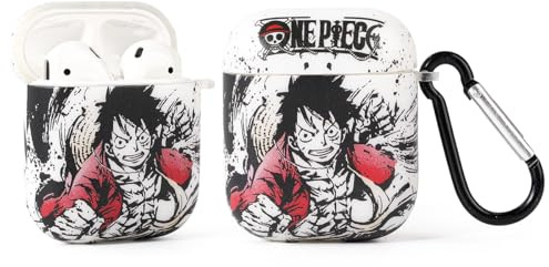 LEWOTE Compatibile con Apple AirPods (2a/1a generazione) custodia protettiva divertente con simpatico cartone animato con portachiavi (Luffy)