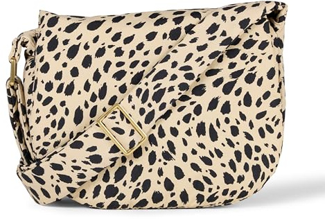 Amazon Essentials Damen Verstellbare Umhänge-Überschlagtasche Aus Nylon, Beigefarbenes Leopardenmuster, Einheitsgröße