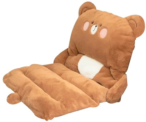 Plush Chair Cushions Cute Settee Cushions Cartoon Car Cushion Floor Chair with Back Support Garden Chair Cushions with Backs Back Cushion for Chair Cuddle Cushion for Office Car Wheelchair (bear)
