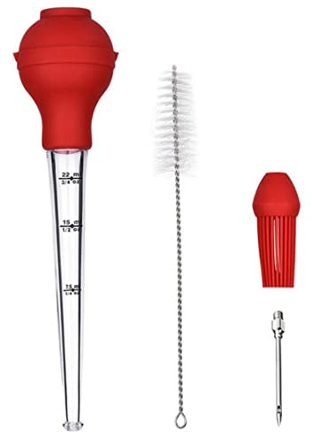 Peosaard Injecteur de Marinade, seringue de Viande de Base de Dinde, y Compris la Brosse de Nettoyage pour Le Barbecue de Steak de bœuf de Dinde, seringue de Viande