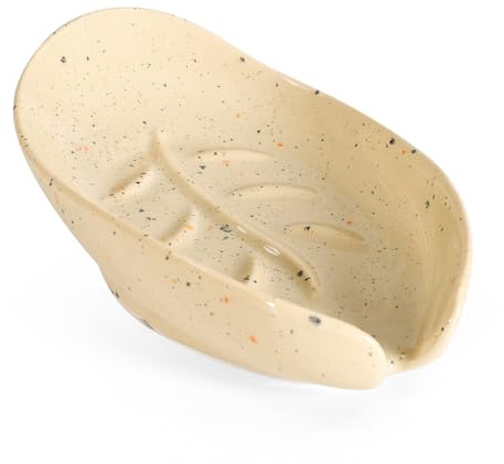 Umlaca Soap Dish Ceramic, Self Draining Soap Holder, Leaf Shape Soap Dish, Bar Soap Holder, Soap Tray, Suitable for Kitchen, Sink, Bathroom, Shower