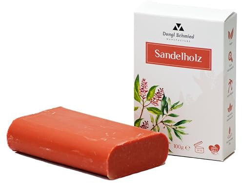Dungl Schmied Jabón sólido de madera de sándalo, jabón natural sin aceite de palma, jabón para el cuidado corporal, jabón para todo tipo de pieles, jabón exfoliante suave hecho a mano, barra de jabón
